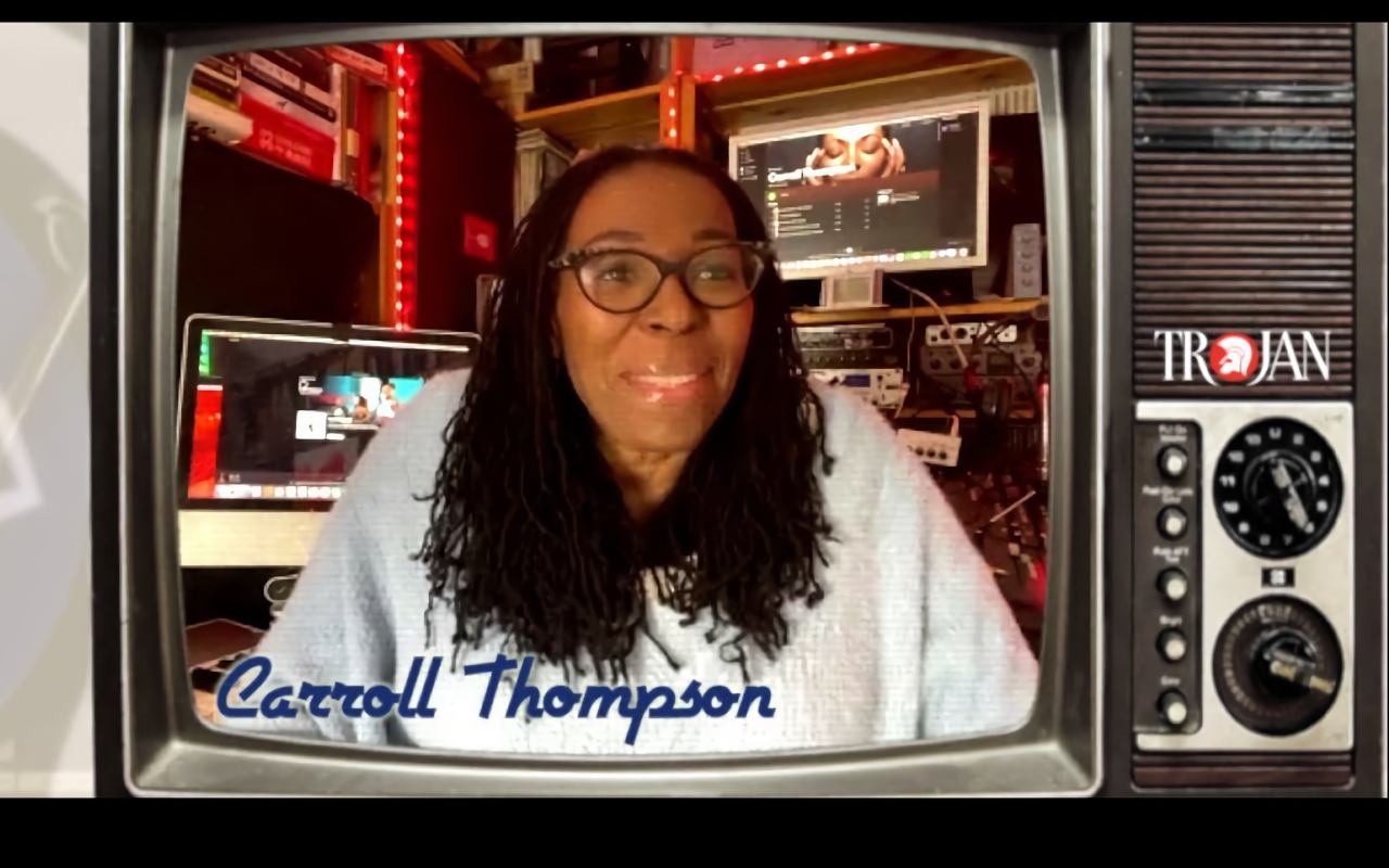 Carroll Thompson smiling during Lovers Rock interview, celebrating 40 years of Hopelessly in Love