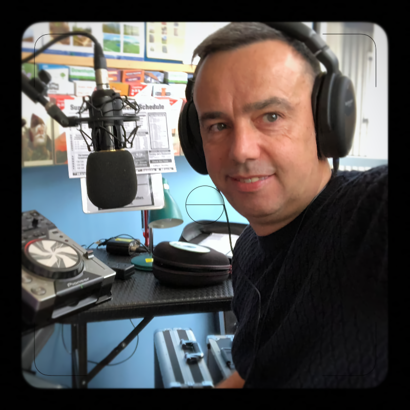 DJ Scott James prepping a broadcast set for Soul Fiesta Events.