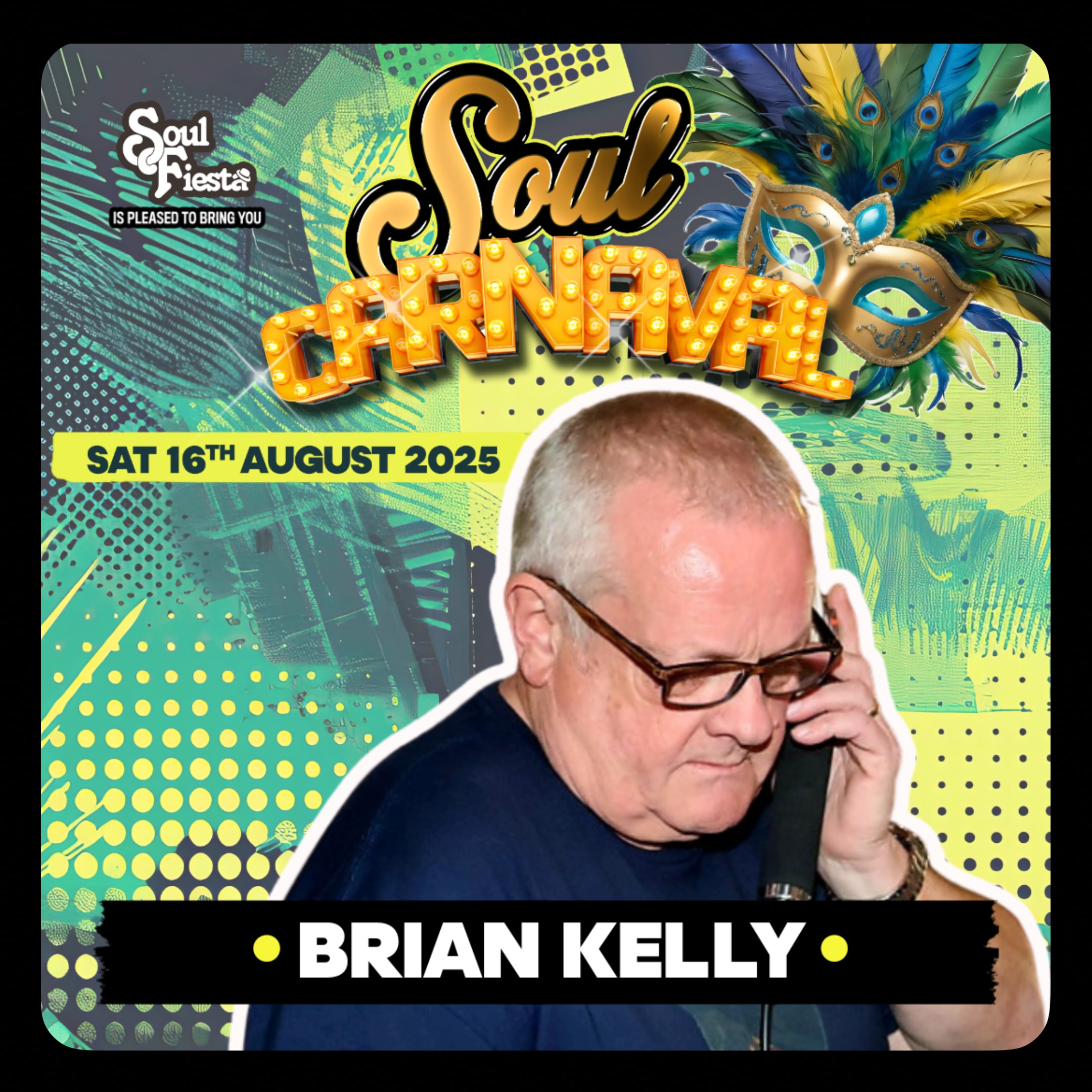 DJ Brian Kelly deep in concentration behind the decks, bringing rare groove and deep crates to the Soul Fiesta stage in Essex this August.