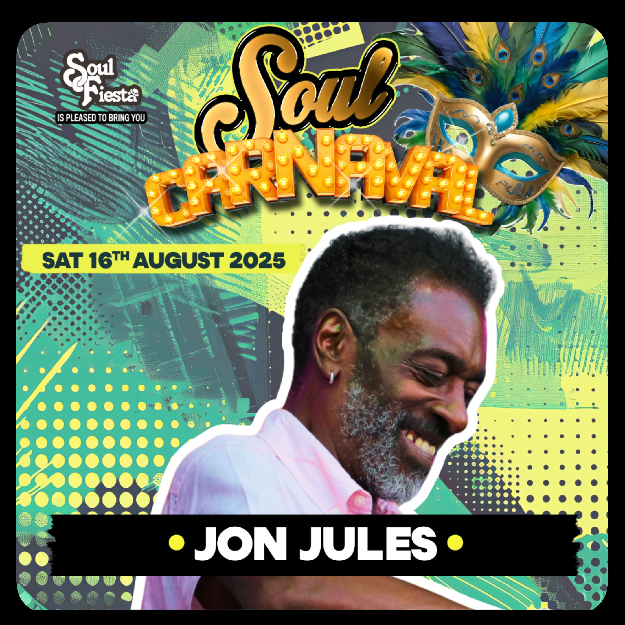 Soulful house master Jon Jules captured mid-vibe on stage at Soul Fiesta’s Soul Carnaval, bringing energy and elegance to the Essex crowd.