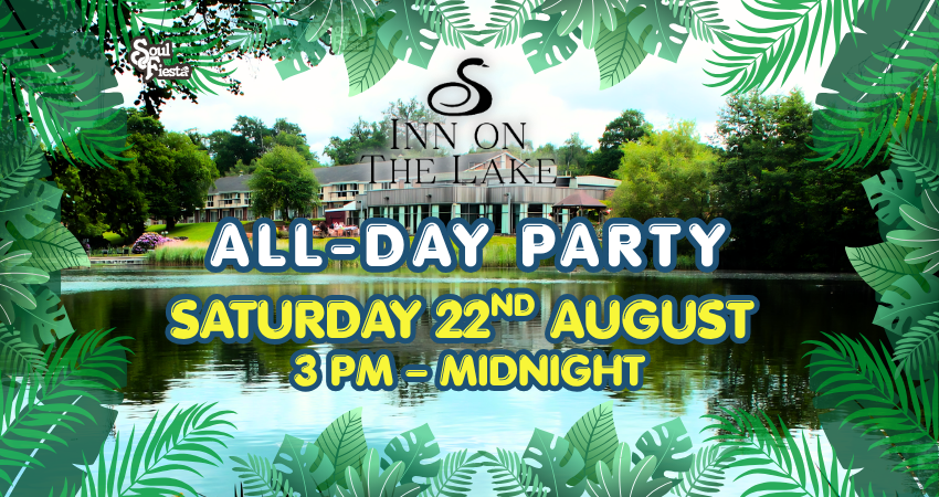Featured event image for Soul Fiesta presents Inn On The Lake All-Day Party in Gravesend on Saturday 22 August. Soul, R&B, funk, boogie, rare groove and soulful house from 3pm–midnight. Tickets from £10.